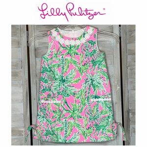 Lilly Pulitzer Classic Shift dress Hanging Around Prosecco Pink + green Girls 4
